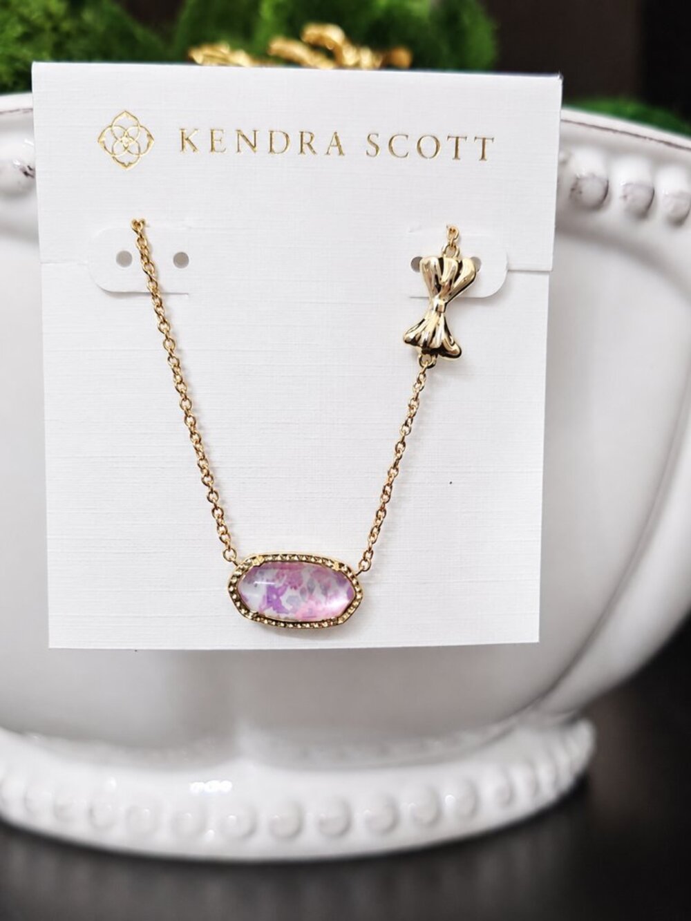 Kendra Scott x LoveShackFancy Bow Gold Tone Elisa Necklace